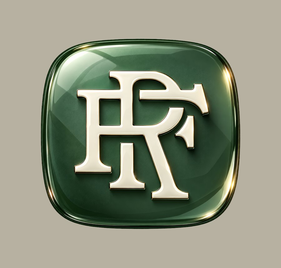 Selo RF do escritório, em verde com acabamento dourado